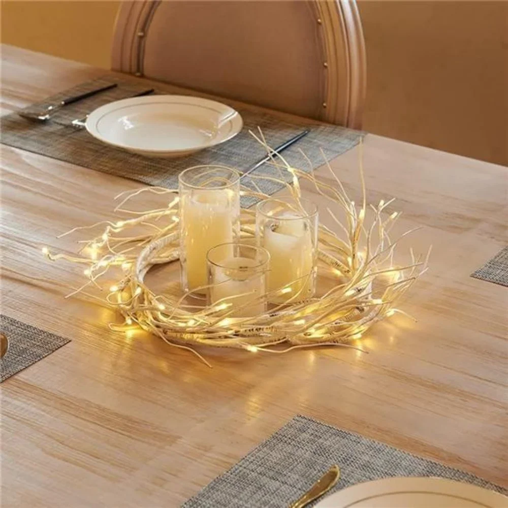Birch Garland with Lights 6FT 48LED BatteryOperated,Lighted Twig Vine with Timer